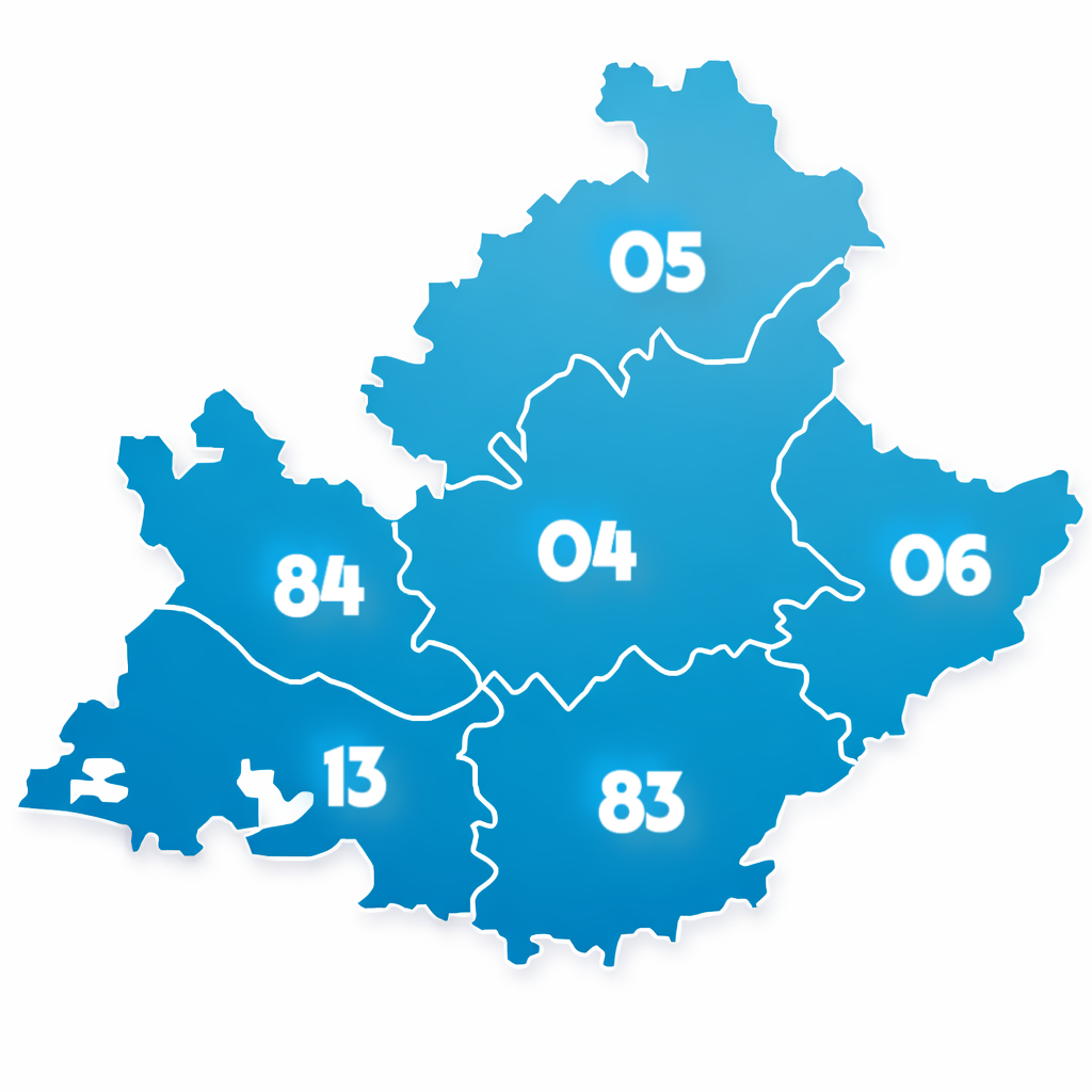 Carte de la région PACA - Zones d'intervention
